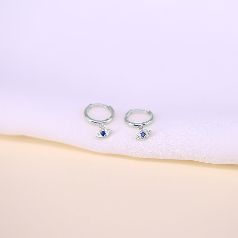 925 sterling silver blue zircon evil eye hoop earrings (5 pairs)