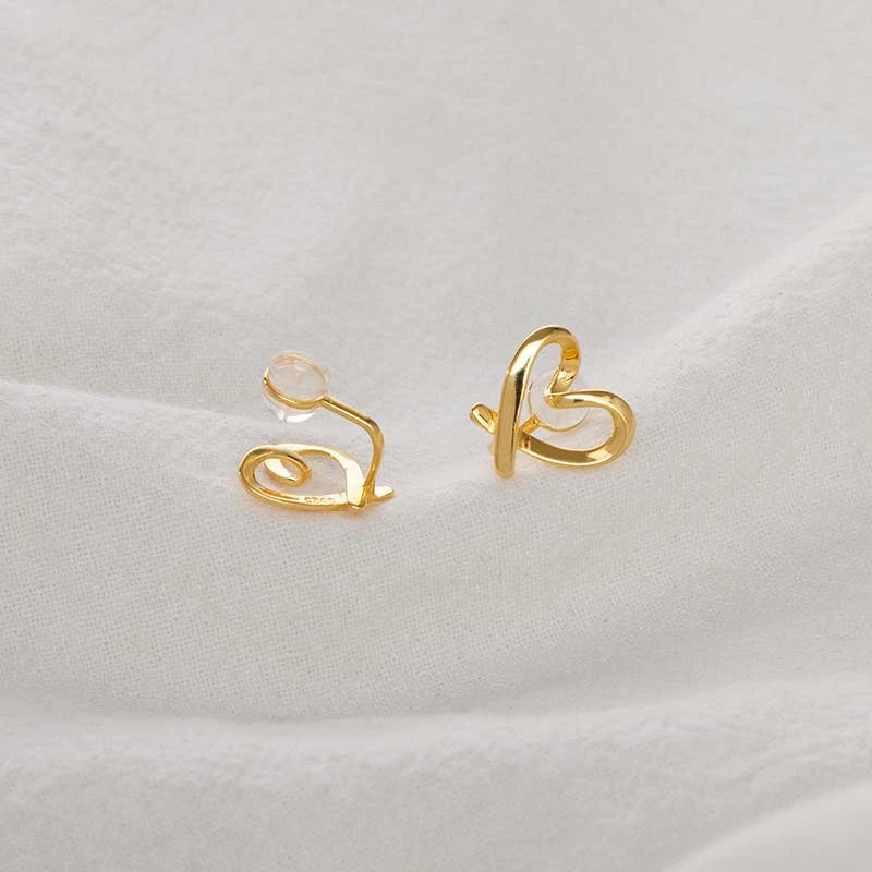 925 sterling silver non-pierced heart ear clip earrings (5 pairs)