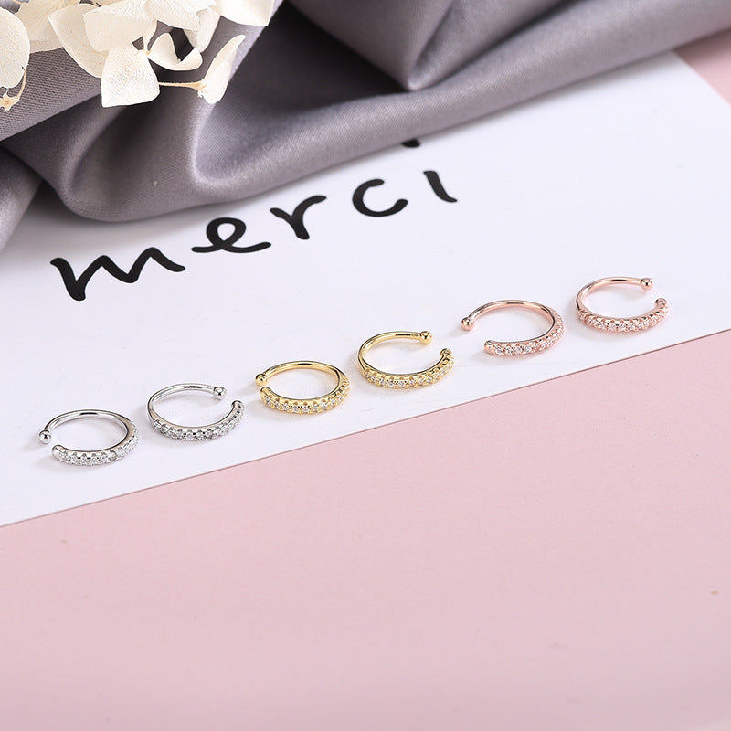 925 sterling silver non-pierced cz encrusted ear cuff earrings (5 pairs)