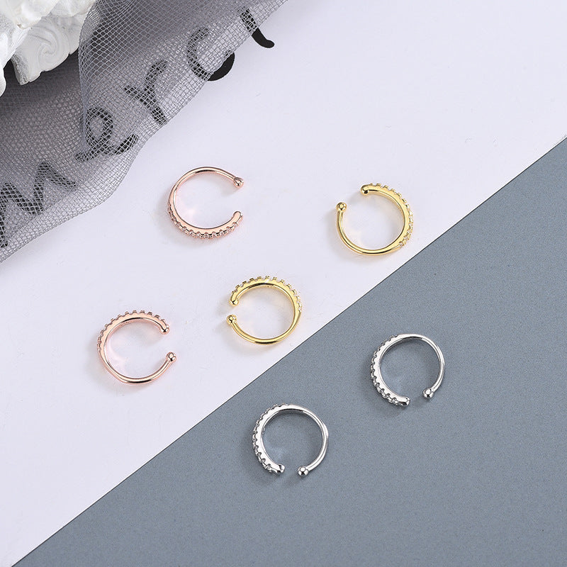 925 sterling silver non-pierced cz encrusted ear cuff earrings (5 pairs)