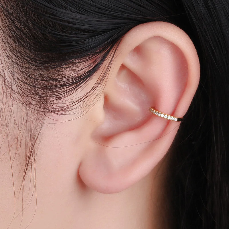925 sterling silver non-pierced cz encrusted ear cuff earrings (5 pairs)