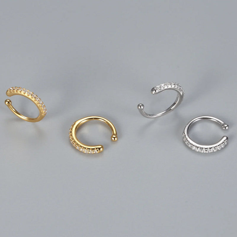 925 sterling silver non-pierced cz encrusted ear cuff earrings (5 pairs)