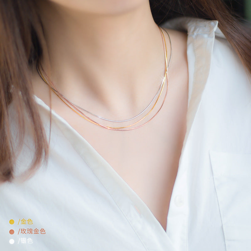 925 simple women snake chain Set of 5