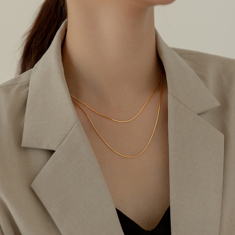 925 simple women snake chain Set of 5