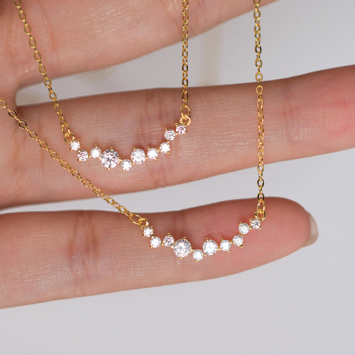 925 smile cubic zirconia choker necklace Set of 5