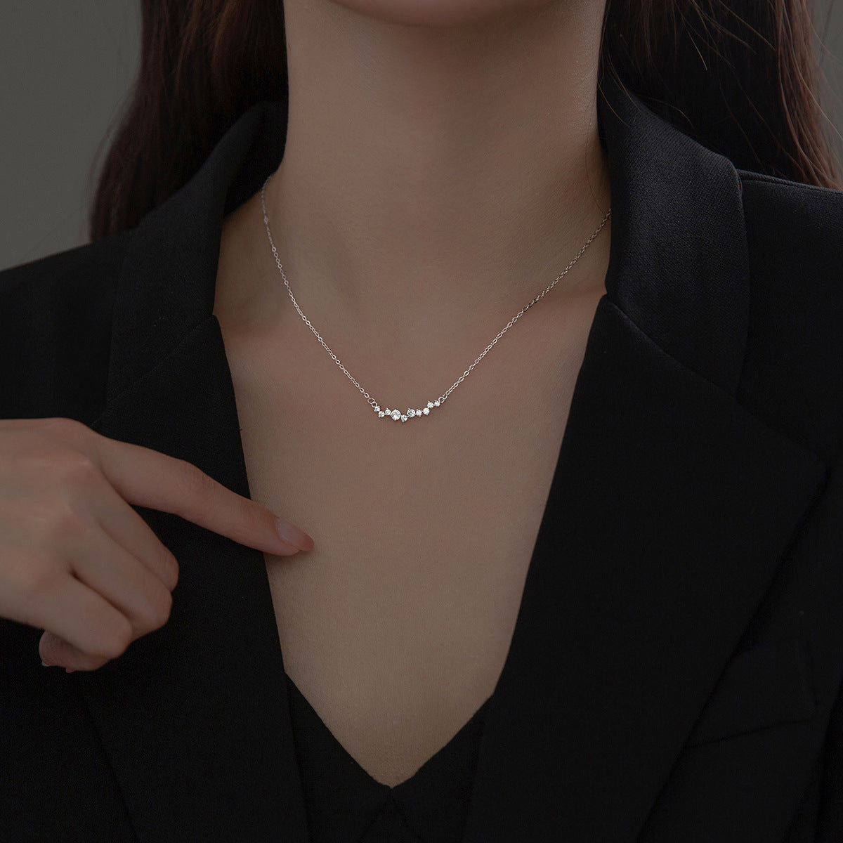 925 smile cubic zirconia choker necklace Set of 5