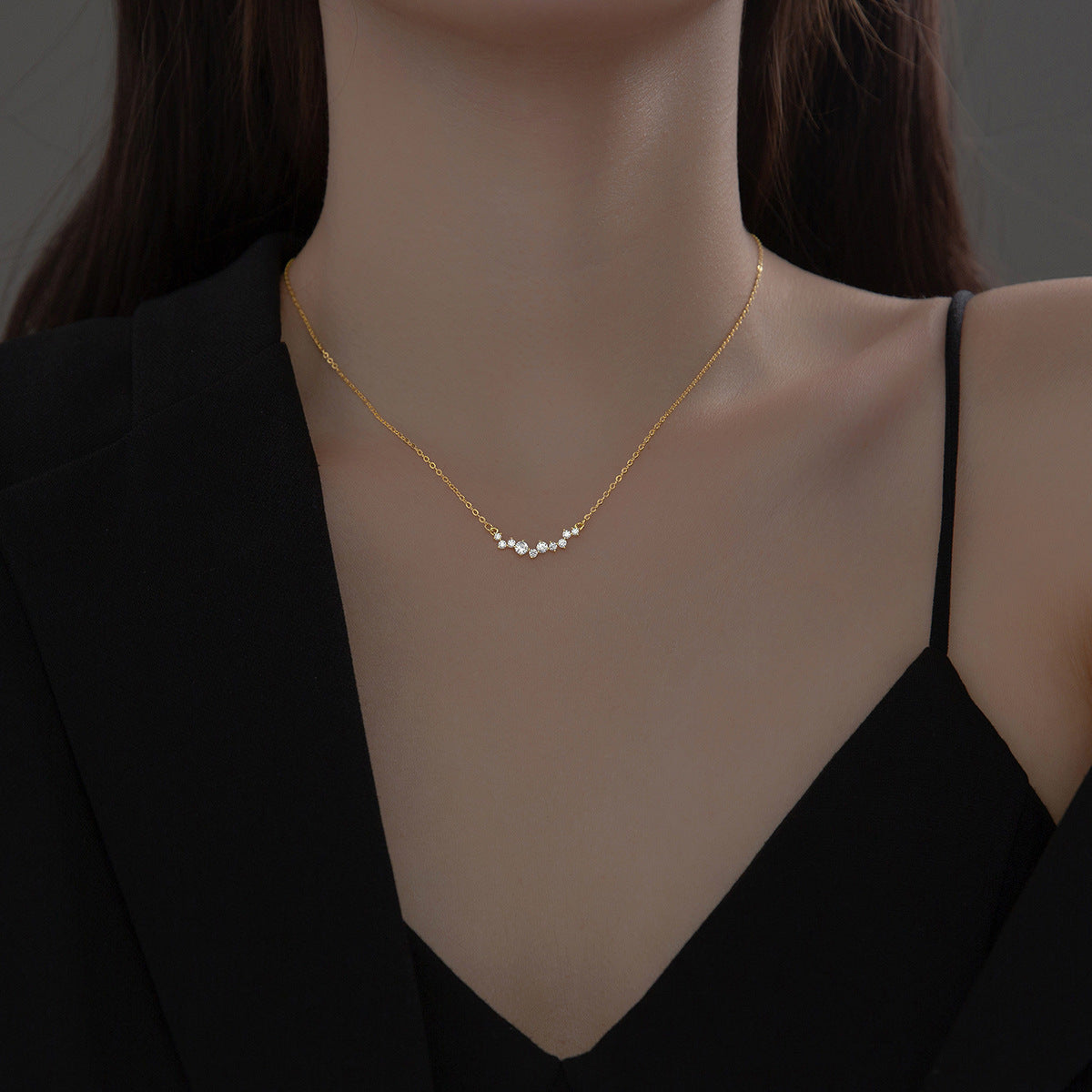 925 smile cubic zirconia choker necklace Set of 5