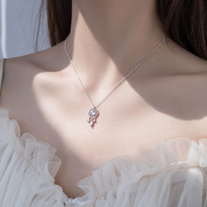 925 silver moonlight stone dreamcatcher water drop pendant necklace set of 5