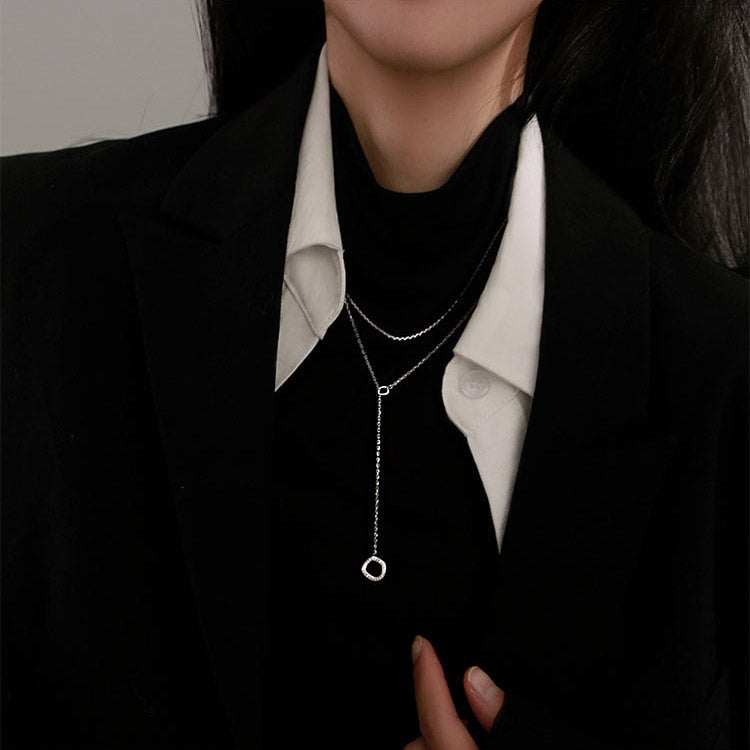 925 sterling silver geometric irregular circle necklace set of 5