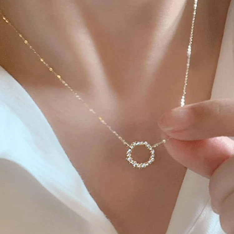 925 silver zircon circle wreath pendant necklace set of 5