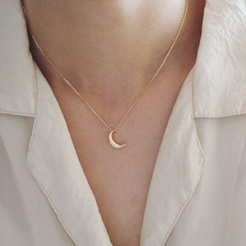 925 sterling silver gold small moon pendant necklace set of 5