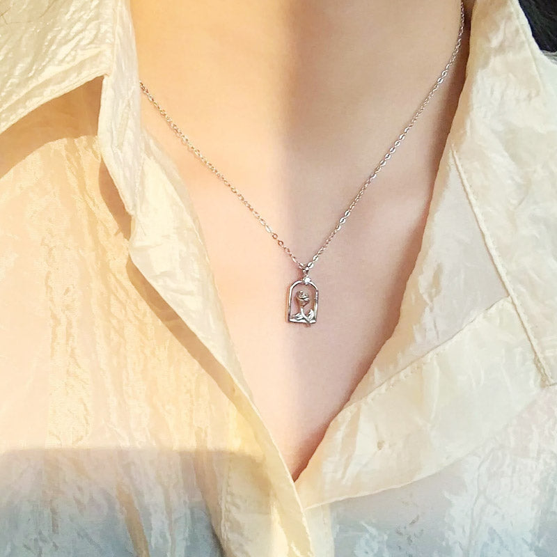 925 silver women enchanted rose cubic zirconia pendant necklace Set of 5