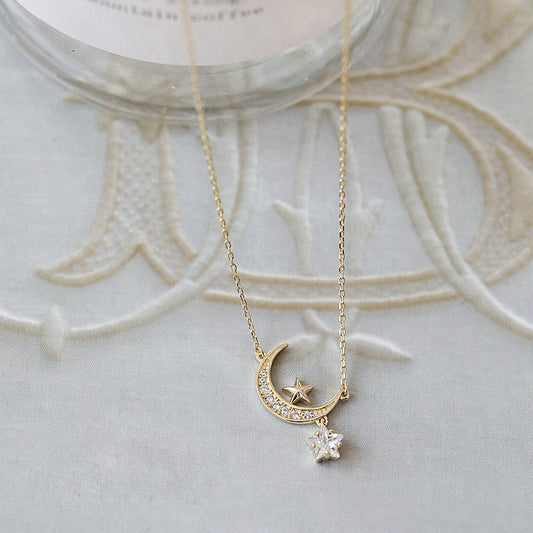 925 silver gold star moon zircon pendant necklace set of 5