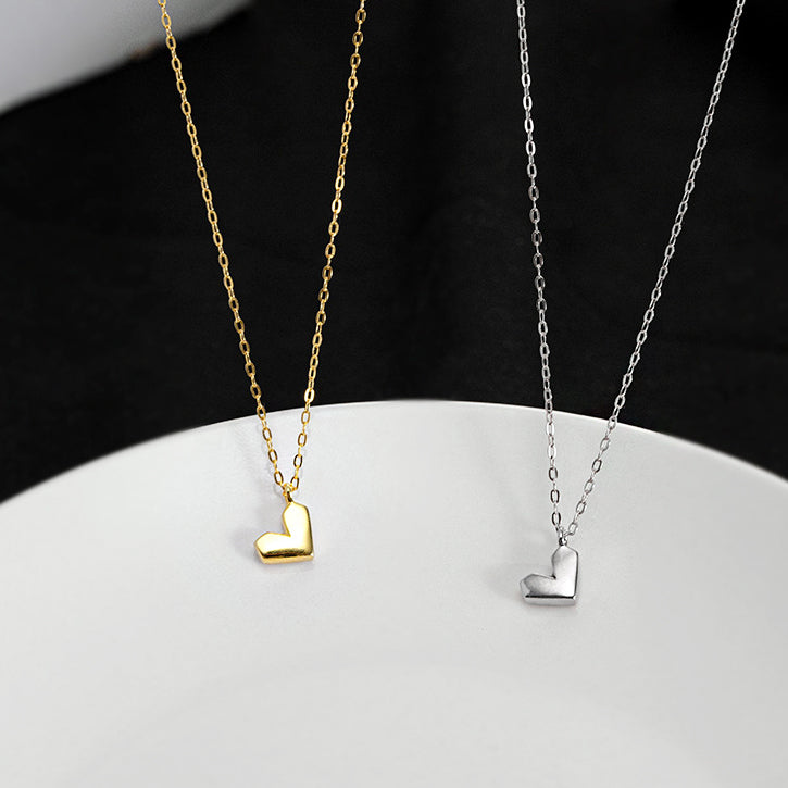 925 sterling silver simple chic minimalist heart shape necklace Set of 5