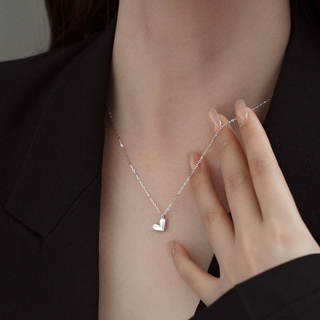 925 sterling silver simple chic minimalist heart shape necklace Set of 5