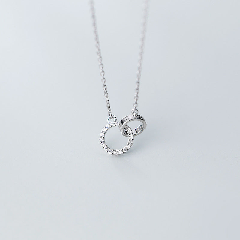 925 interlocking circle pendant choker necklace Set of 5