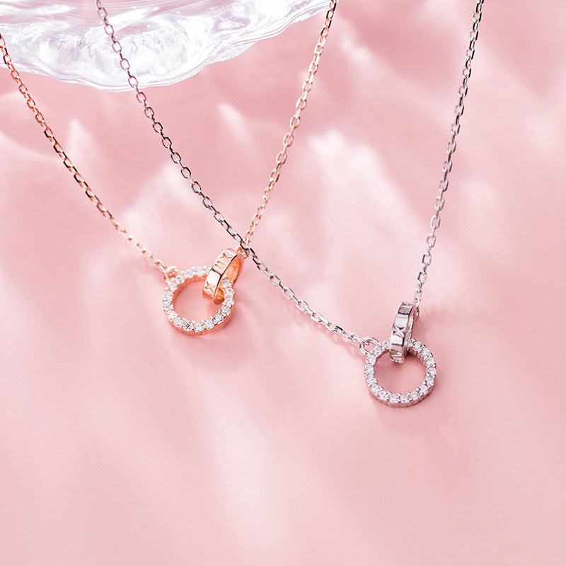 925 interlocking circle pendant choker necklace Set of 5