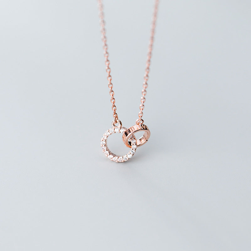 925 interlocking circle pendant choker necklace Set of 5