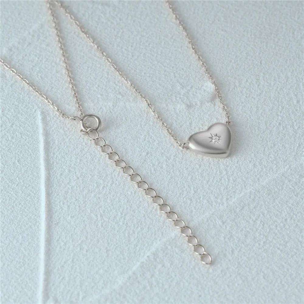 925 sterling silver heart charm eight-pointed star zircon necklace Set of 5