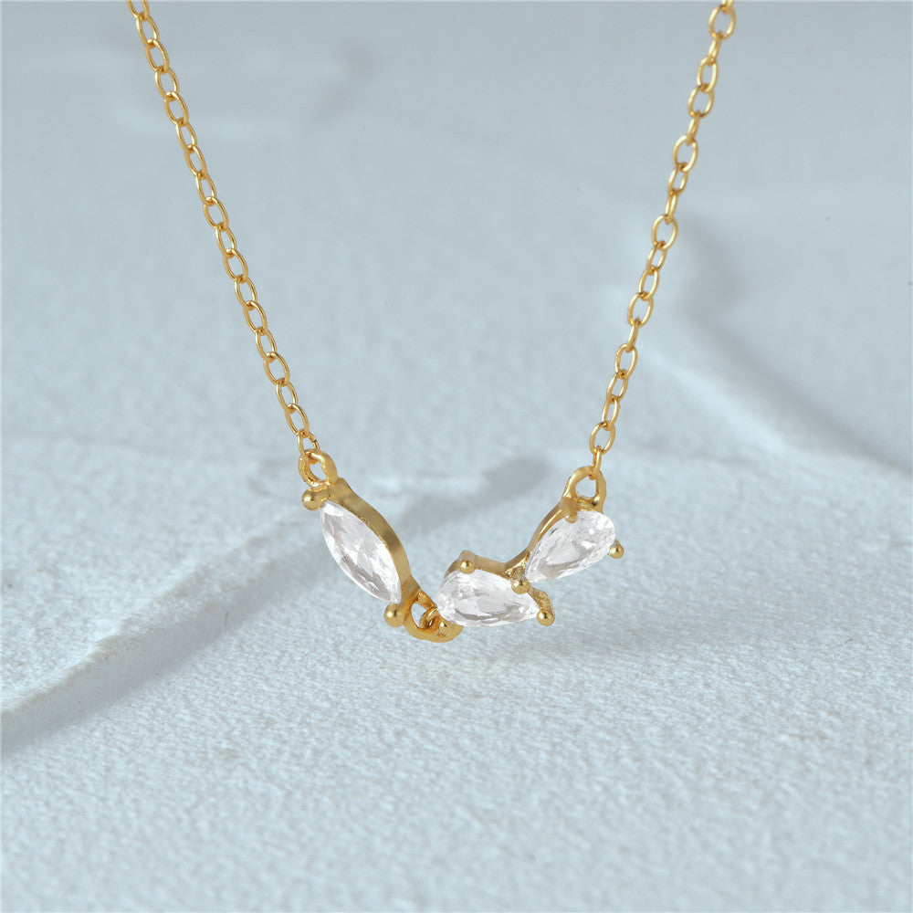 925 silver geometric cluster zircon necklace Set of 5