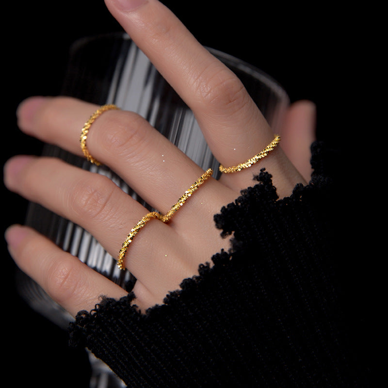 Sterling silver bling women rings Set of 5