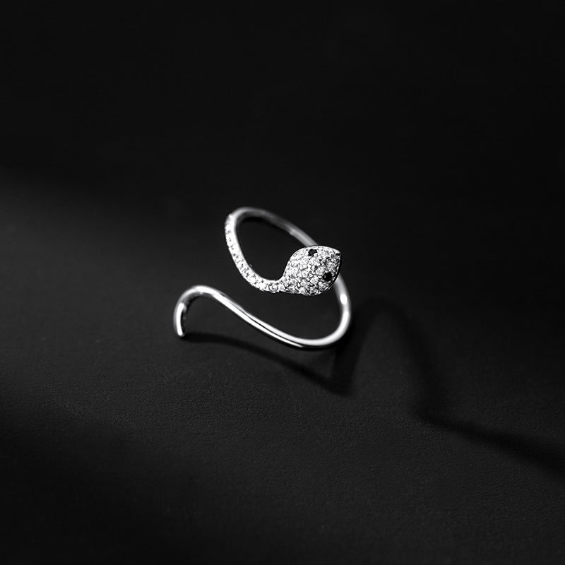 s925 silver cubic zirconia snake-shaped finger ring Set of 5