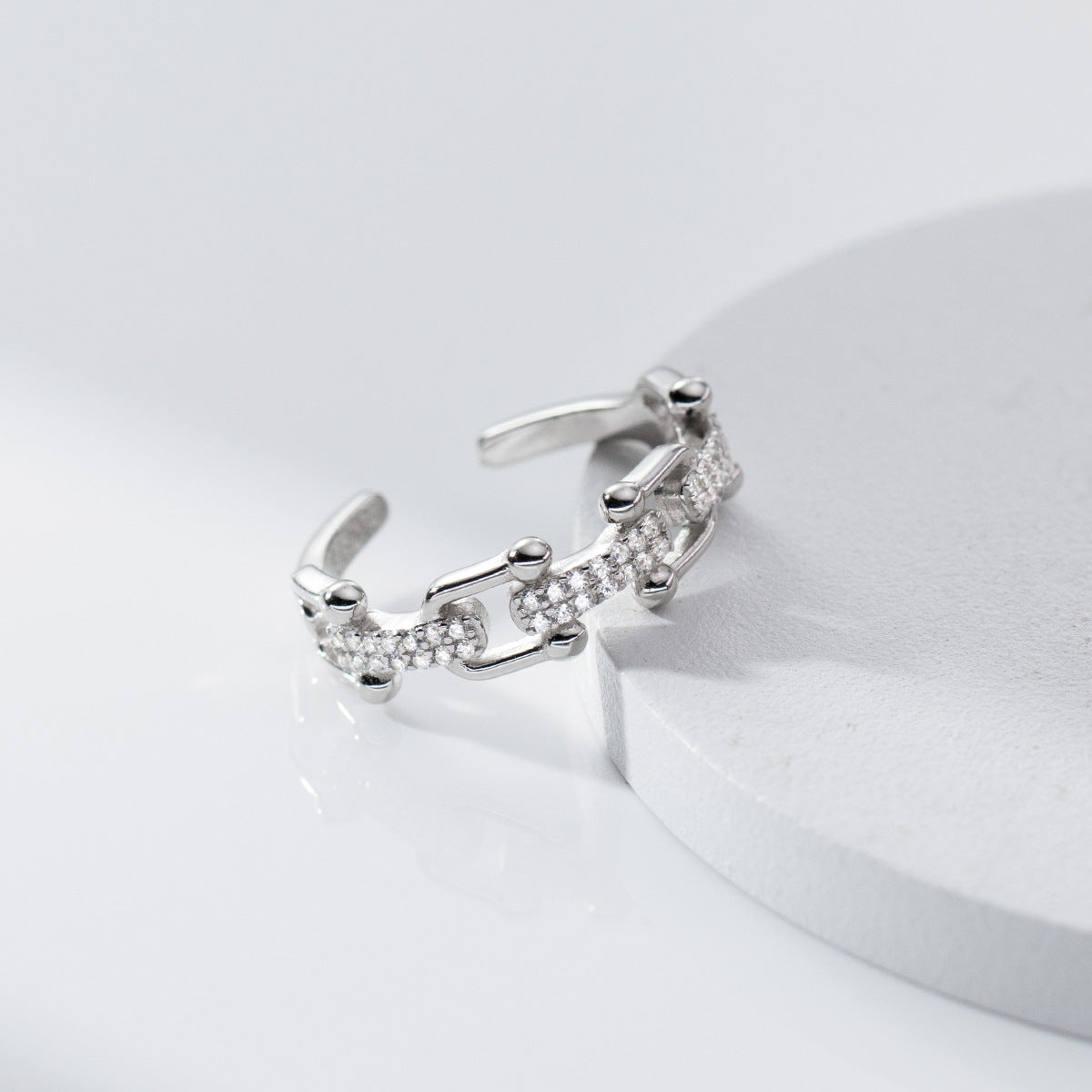 925 silver CZ U link chains adjustable rings Set of 5