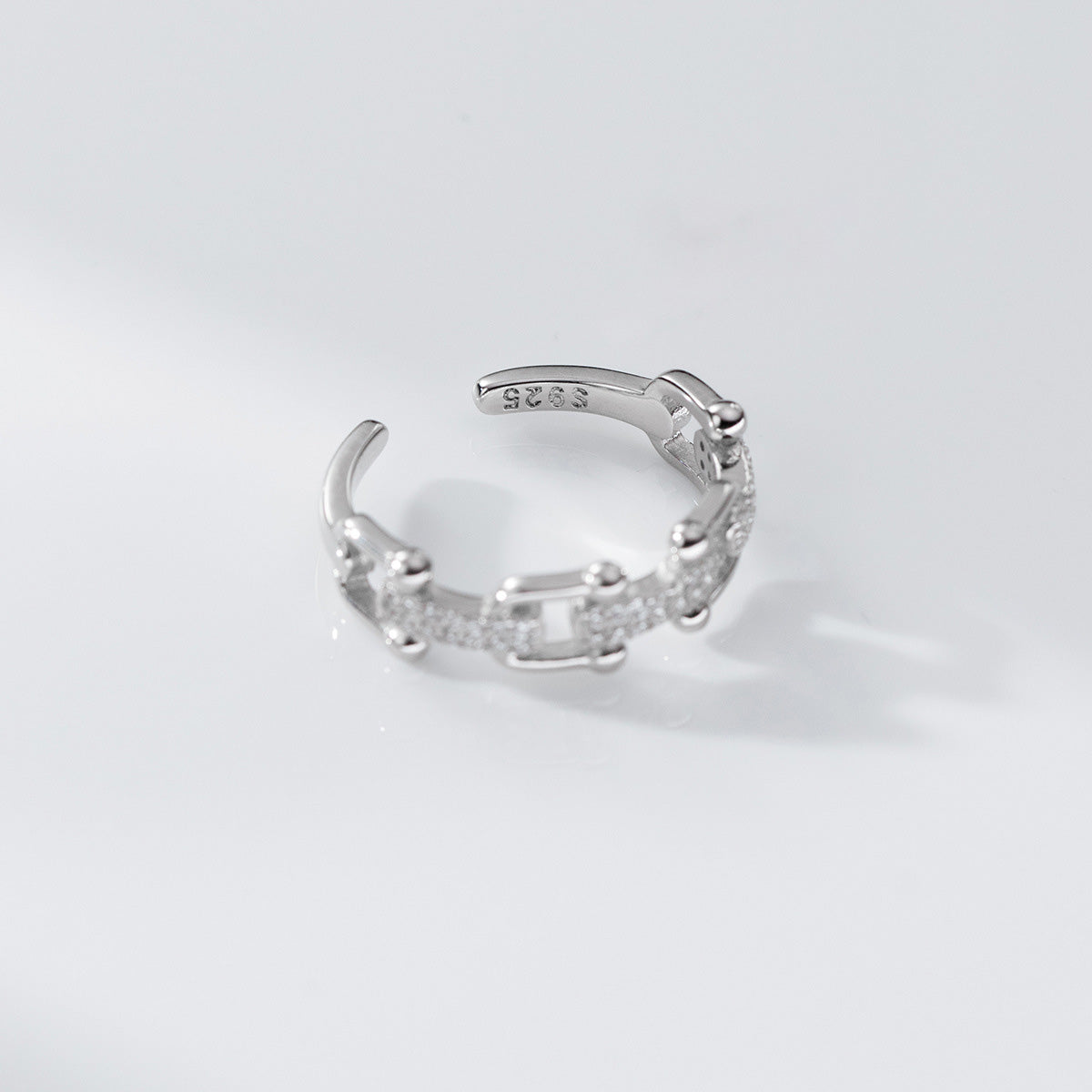 925 silver CZ U link chains adjustable rings Set of 5