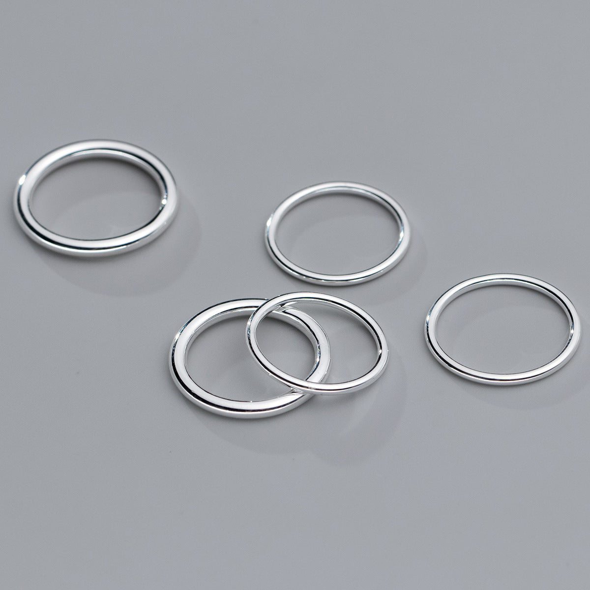 925 sterling silver simple 1.6mm/2.5mm plain stack rings Set of 5