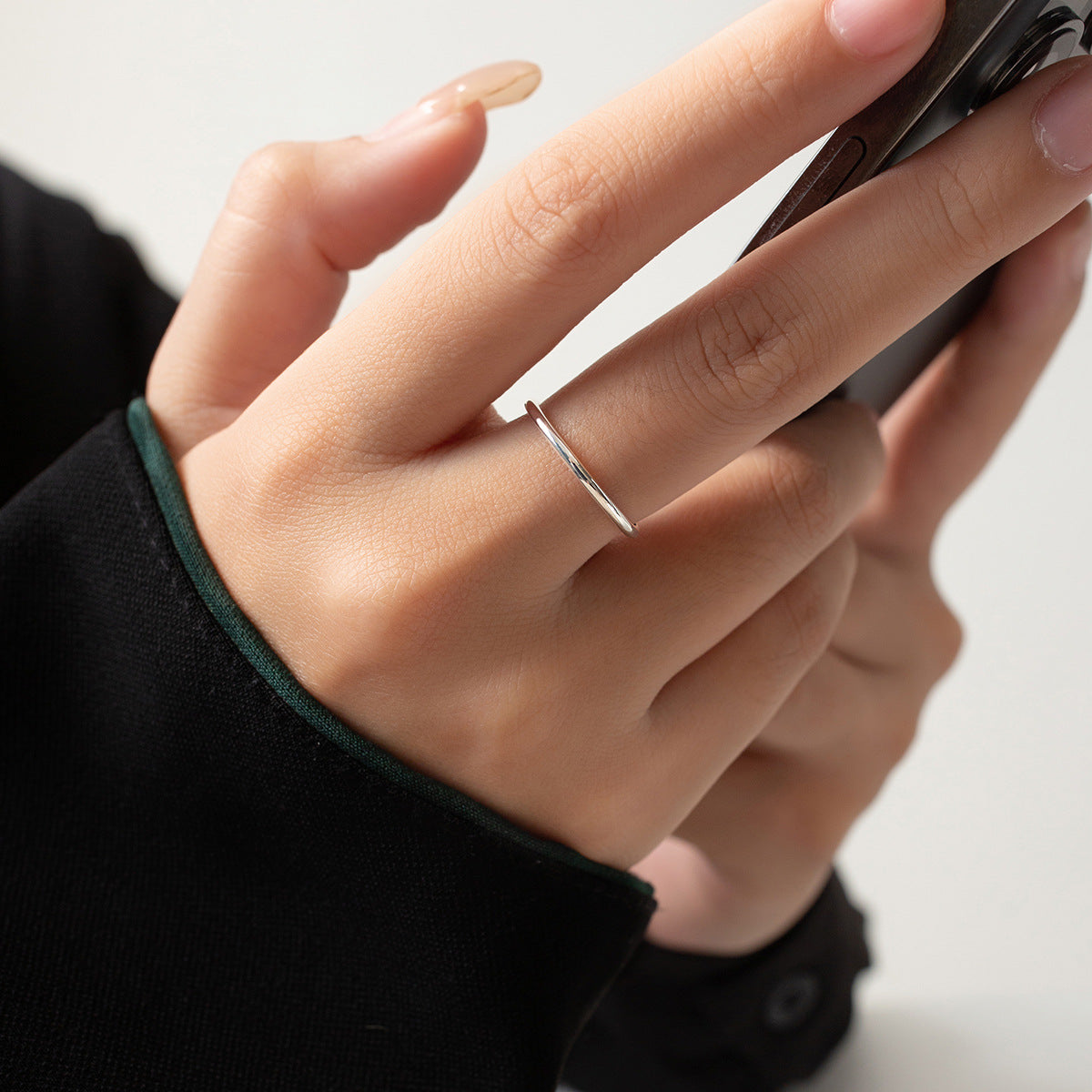 925 sterling silver simple 1.6mm/2.5mm plain stack rings Set of 5