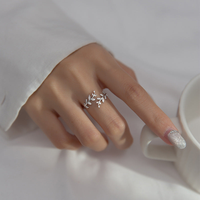 925 sterling silver women leaf adjustable rings Set of 5