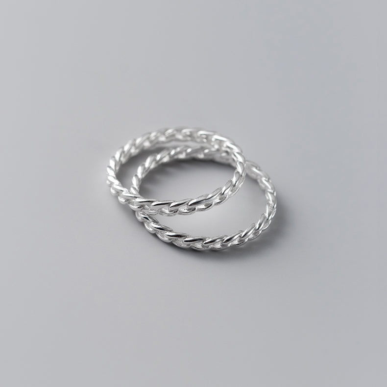 925 sterling silver simple chain exquisite hand ring Set of 5