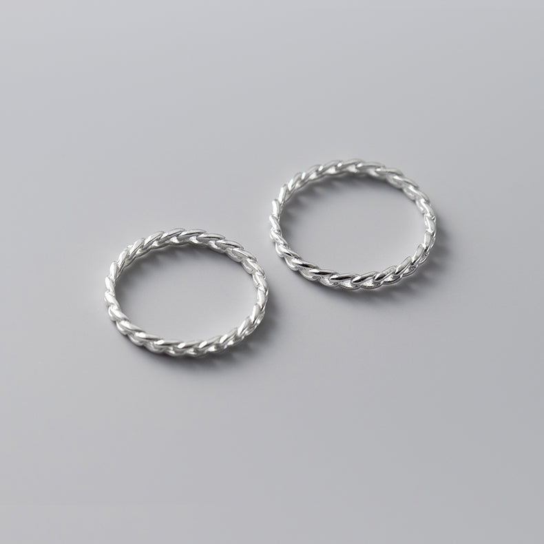 925 sterling silver simple chain exquisite hand ring Set of 5