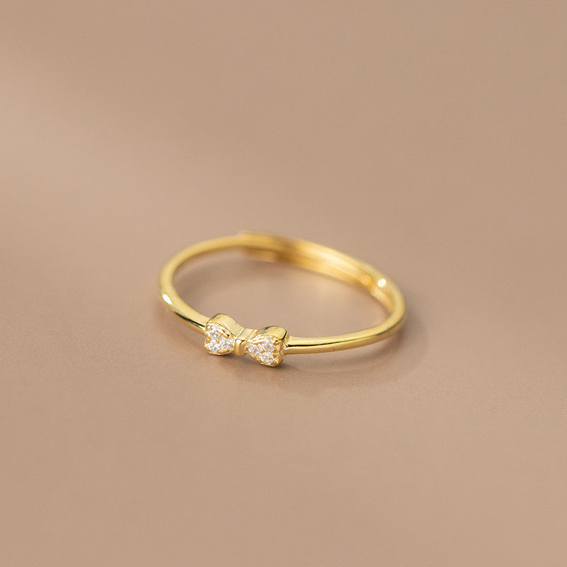 S925 dainty cubic zirconia bow ring Set of 5