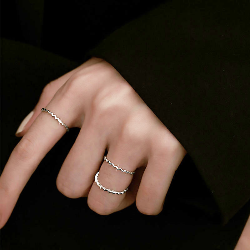 925 silver waving line stackable knuckle rings Set of 5