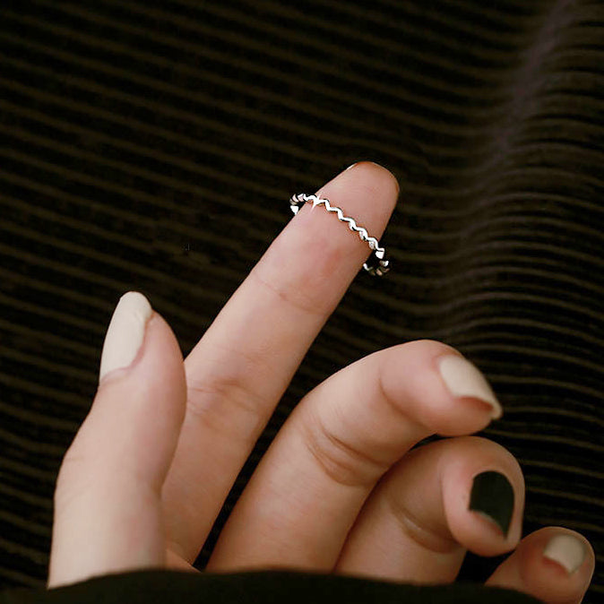 925 silver waving line stackable knuckle rings Set of 5