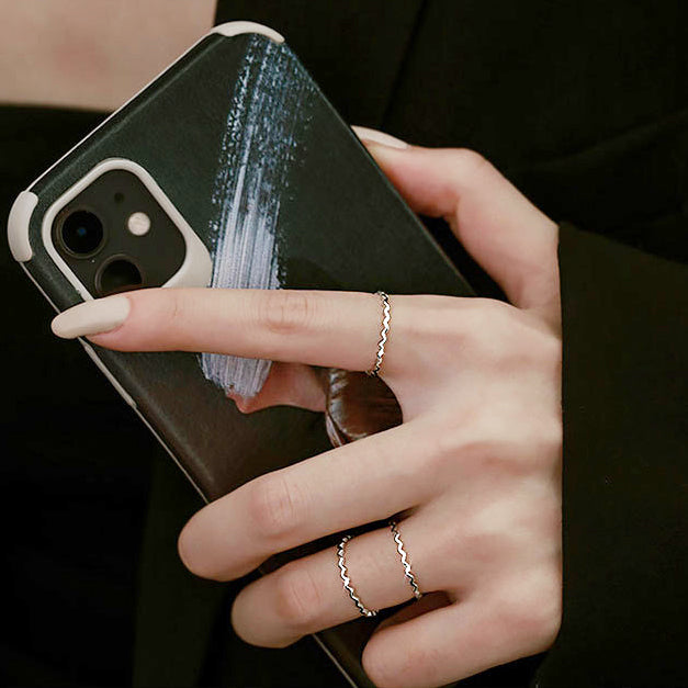 925 silver waving line stackable knuckle rings Set of 5