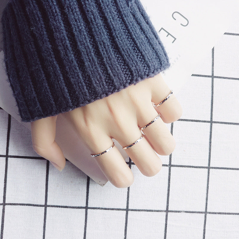 925 sterling silver women line stack ring Set of 5