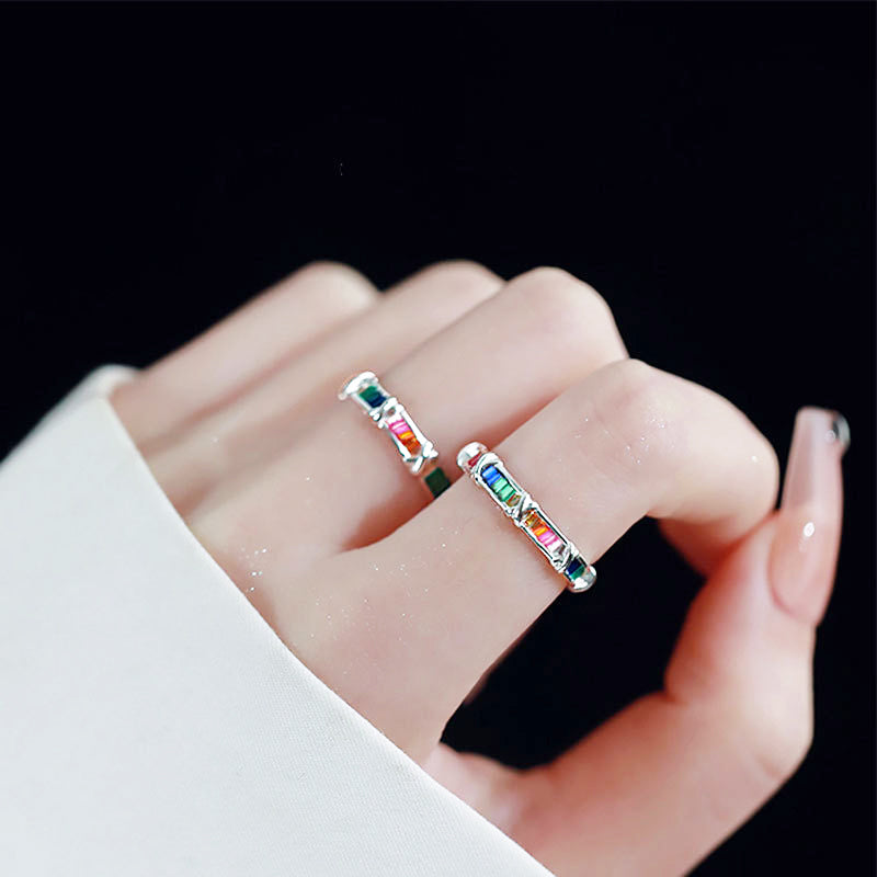 925 sterling silver cross rainbow zircon rings Set of 5
