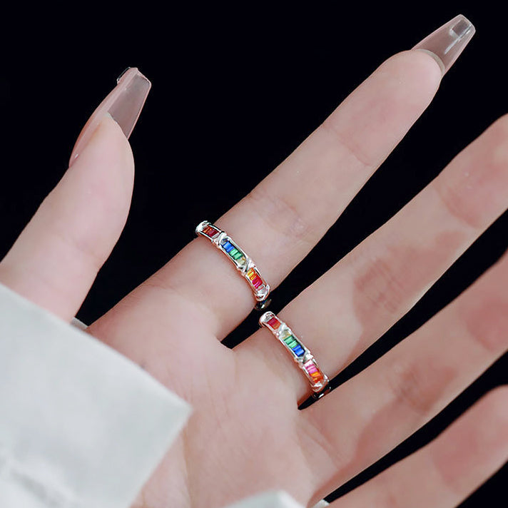 925 sterling silver cross rainbow zircon rings Set of 5