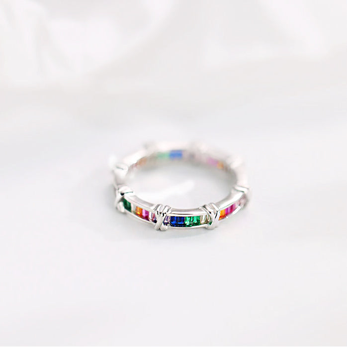 925 sterling silver cross rainbow zircon rings Set of 5