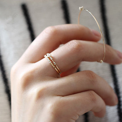 925 sterling silver zircon wedding layer tail ring Set of 5