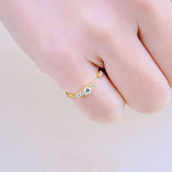 925 sterling silver zircon wedding layer tail ring Set of 5