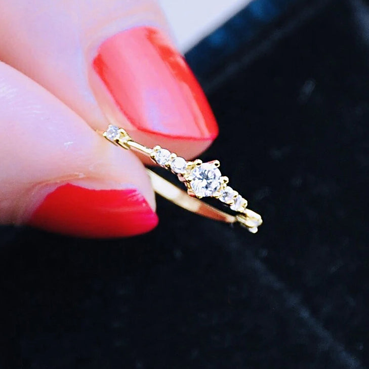 925 sterling silver zircon wedding layer tail ring Set of 5