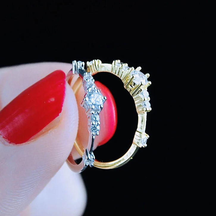 925 sterling silver zircon wedding layer tail ring Set of 5