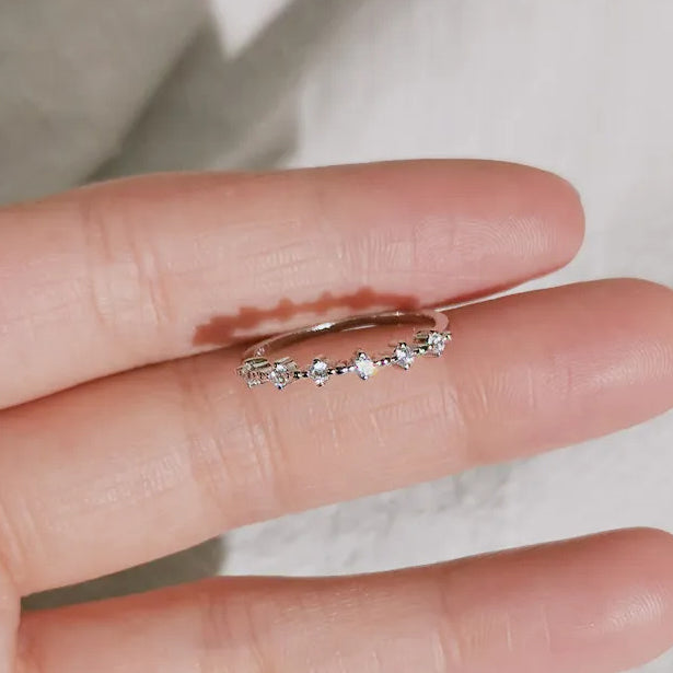 925 sterling silver sparkling zircon rings Set of 5