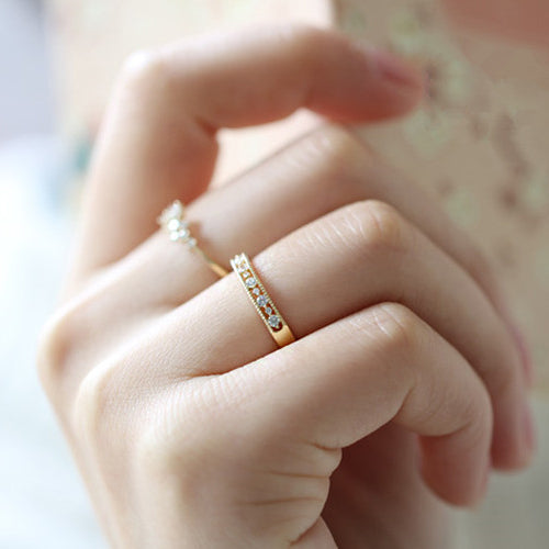 925 sterling silver hollow zircon minimalist engagement rings Set of 5