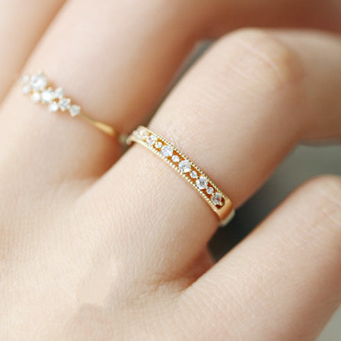 925 sterling silver hollow zircon minimalist engagement rings Set of 5