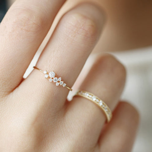 925 sterling silver hollow zircon minimalist engagement rings Set of 5