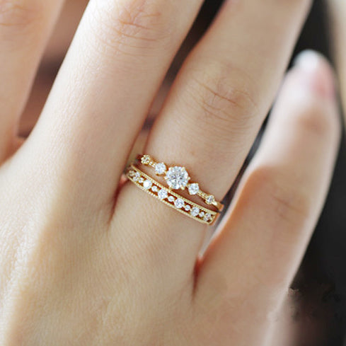 925 sterling silver hollow zircon minimalist engagement rings Set of 5